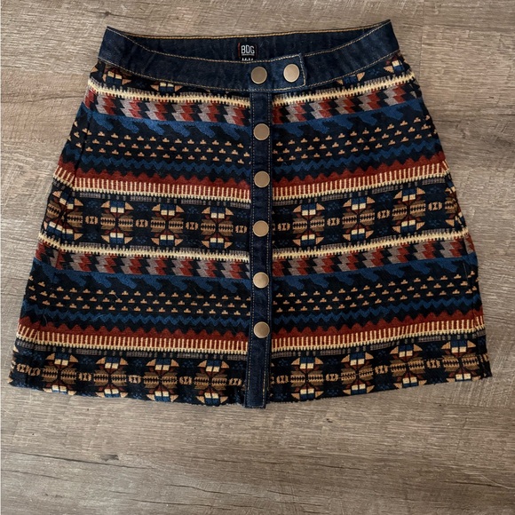 Urban Outfitters Dresses & Skirts - Urban Outfitters Blue and Red Patterned Mini Skirt